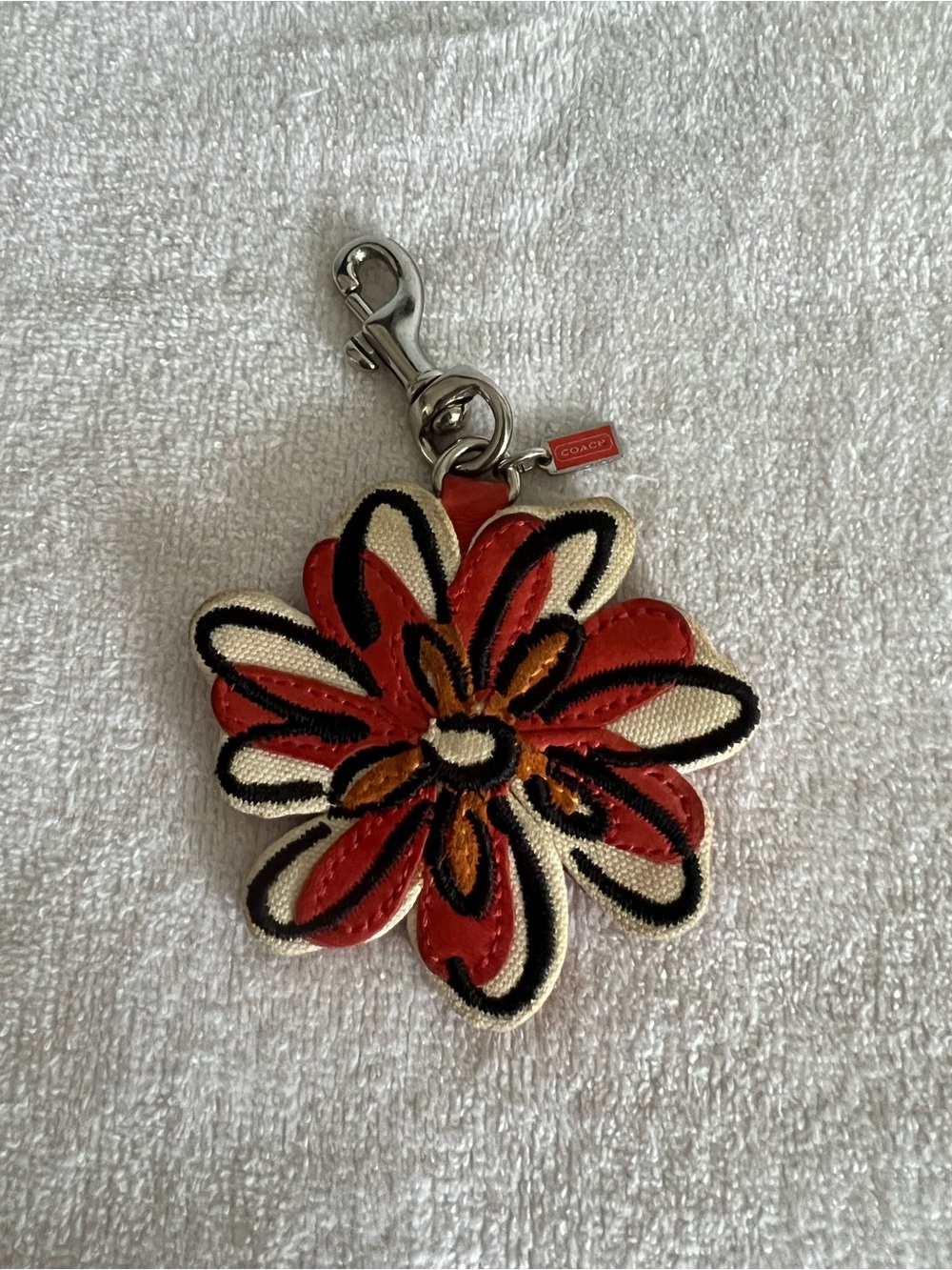 Coach Poppy Floral Embroidered Keychain Charm